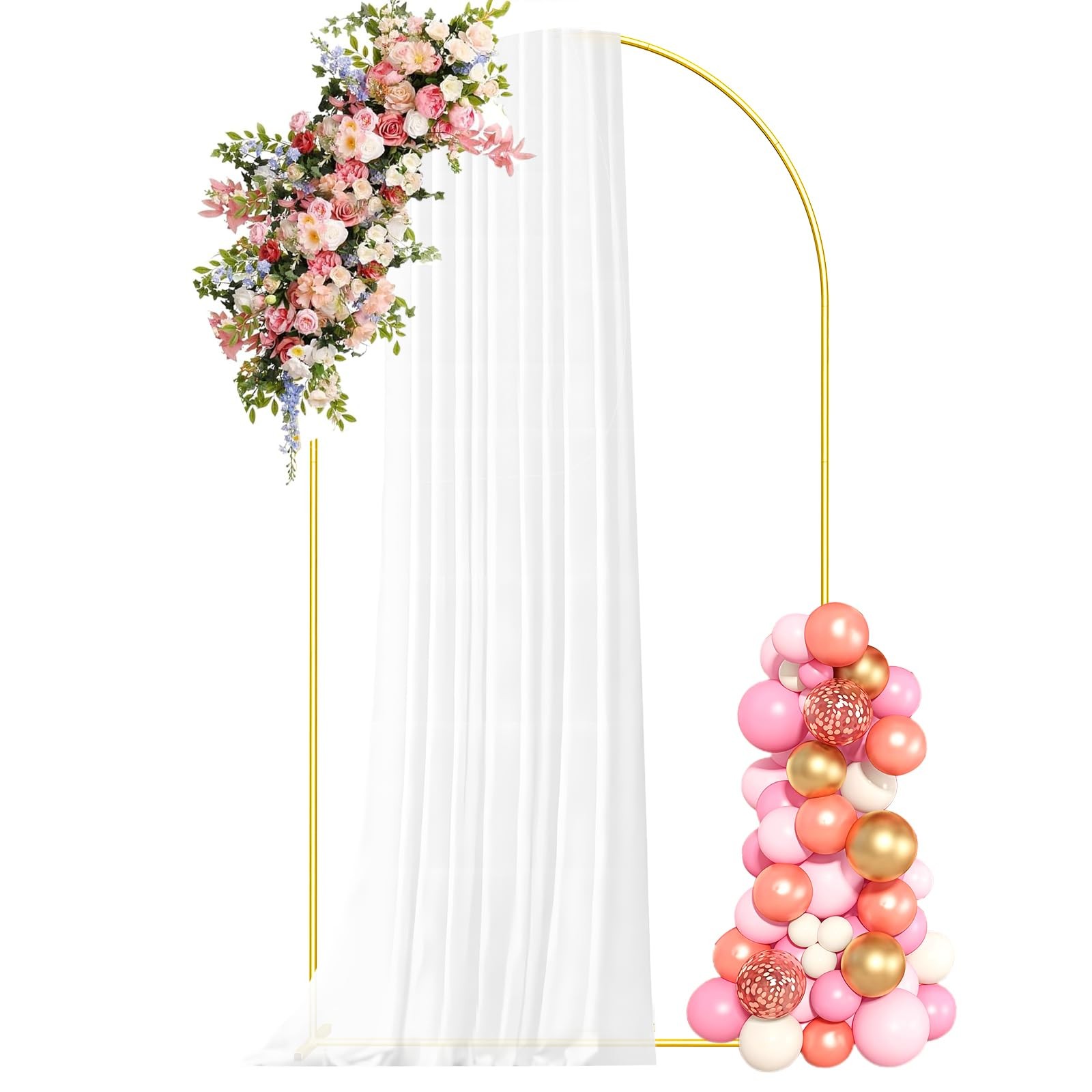 7.2FT Metal Arch Backdrop Stand Gold Arched Backdrop Frame for Wedding Party …