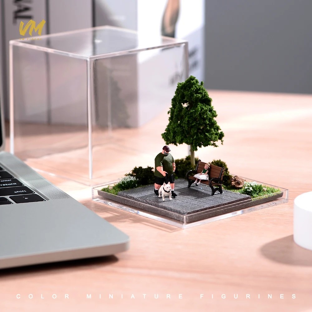 1/64 Miniature Scene Display Background Park Tree Chair Dust Cover Photography