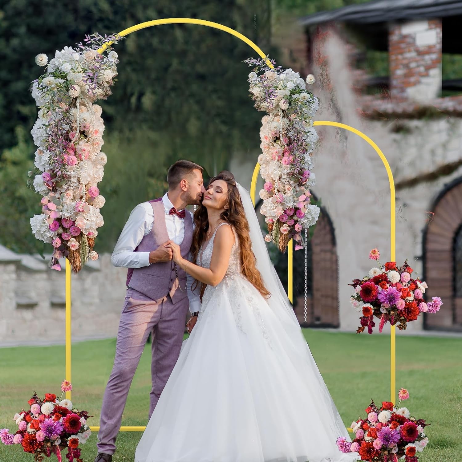 Set of 2 Metal Arch Backdrop Stand Decor for Wedding Birthday Party 6FT/7.2FT