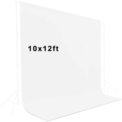 10X12ft White Backdrop for Photography, Polyester Background for 10x12ft White