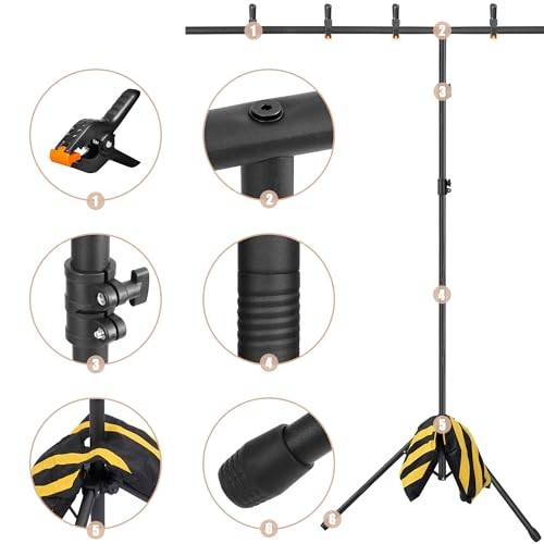 8x5ft T-Shape Backdrop Stand, Adjustable Background Support Stand Kit, 8 x 5 ft