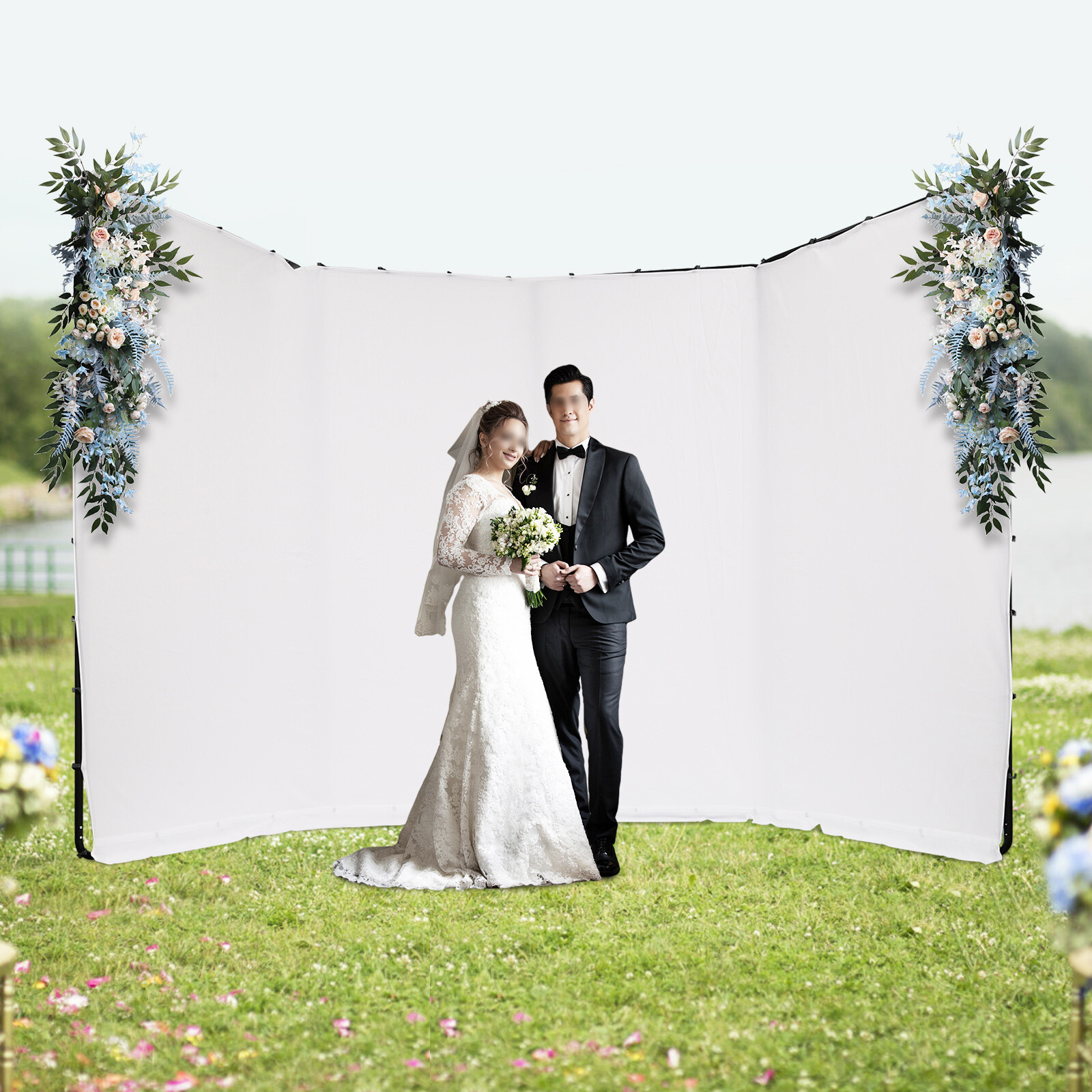 White Photography Background Decor Backdrop Stand Foldable 4*2.4m Modern