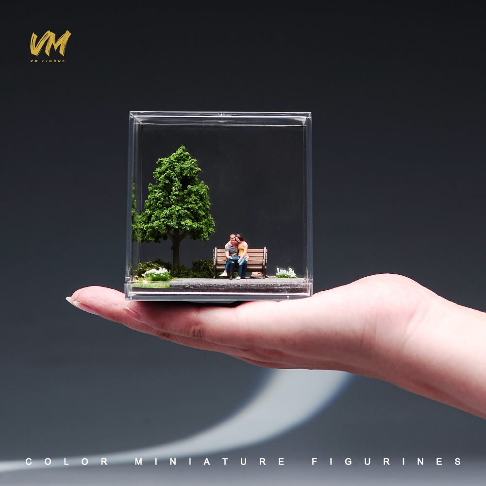 1/64 Miniature Scene Display Background Park Tree Chair Dust Cover Photography