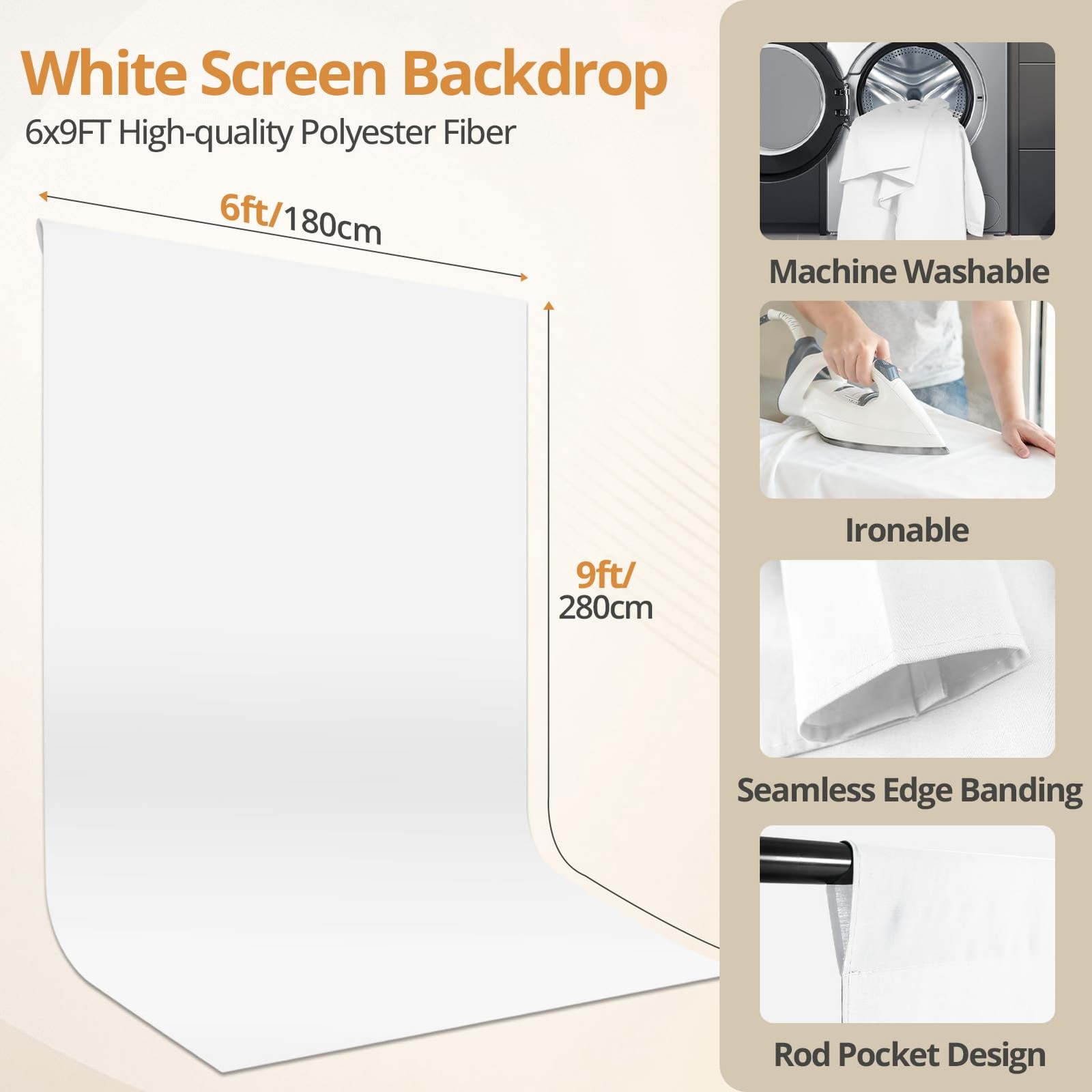 Qoolfoto 10×7FT White Backdrop with Stand Kit, 6×9FT White Screen Background …