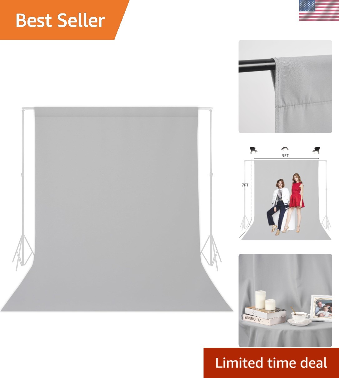 Classic 5×7 FT Gray Backdrop for Professional Video and Photography Sessions