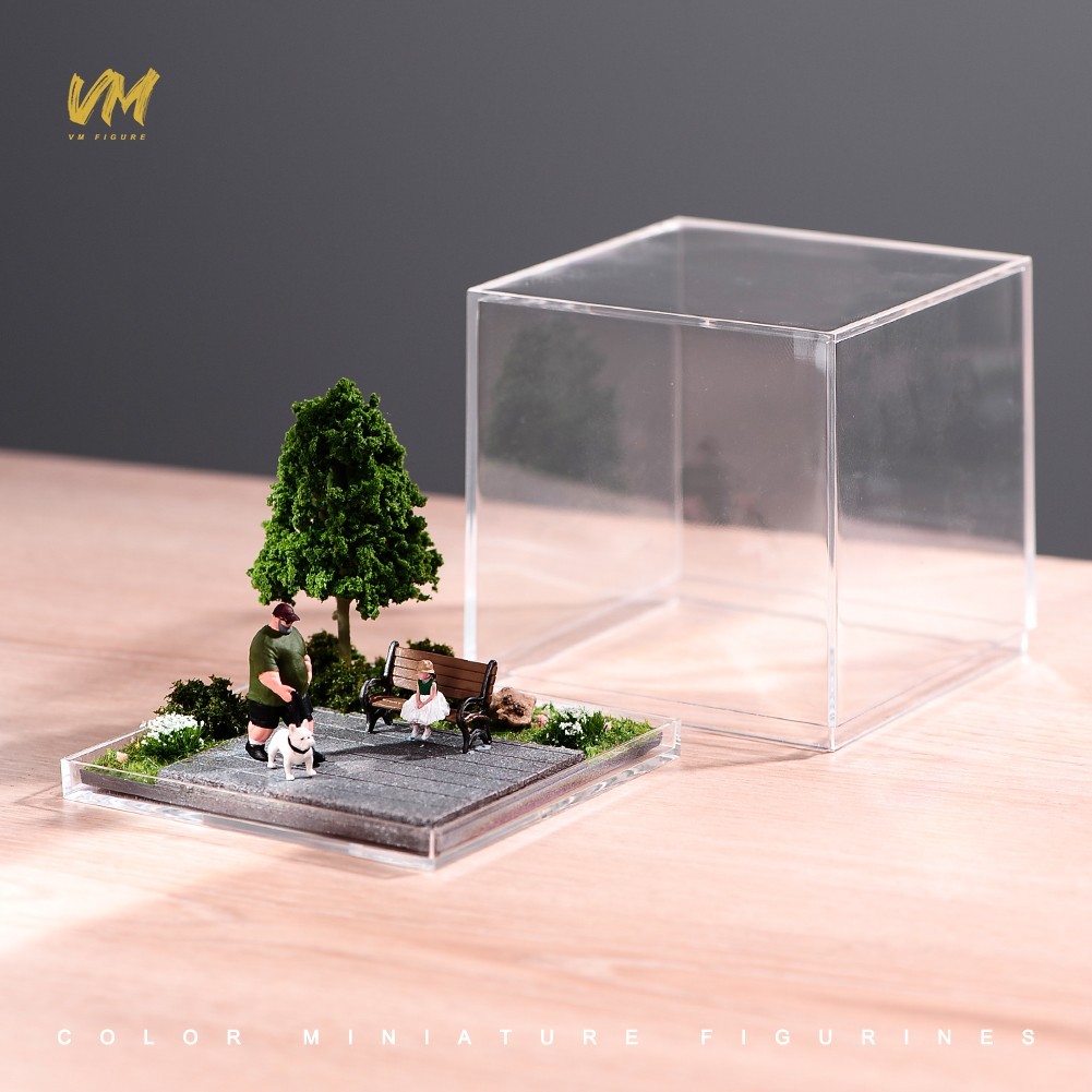 1/64 Miniature Scene Display Background Park Tree Chair Dust Cover Photography