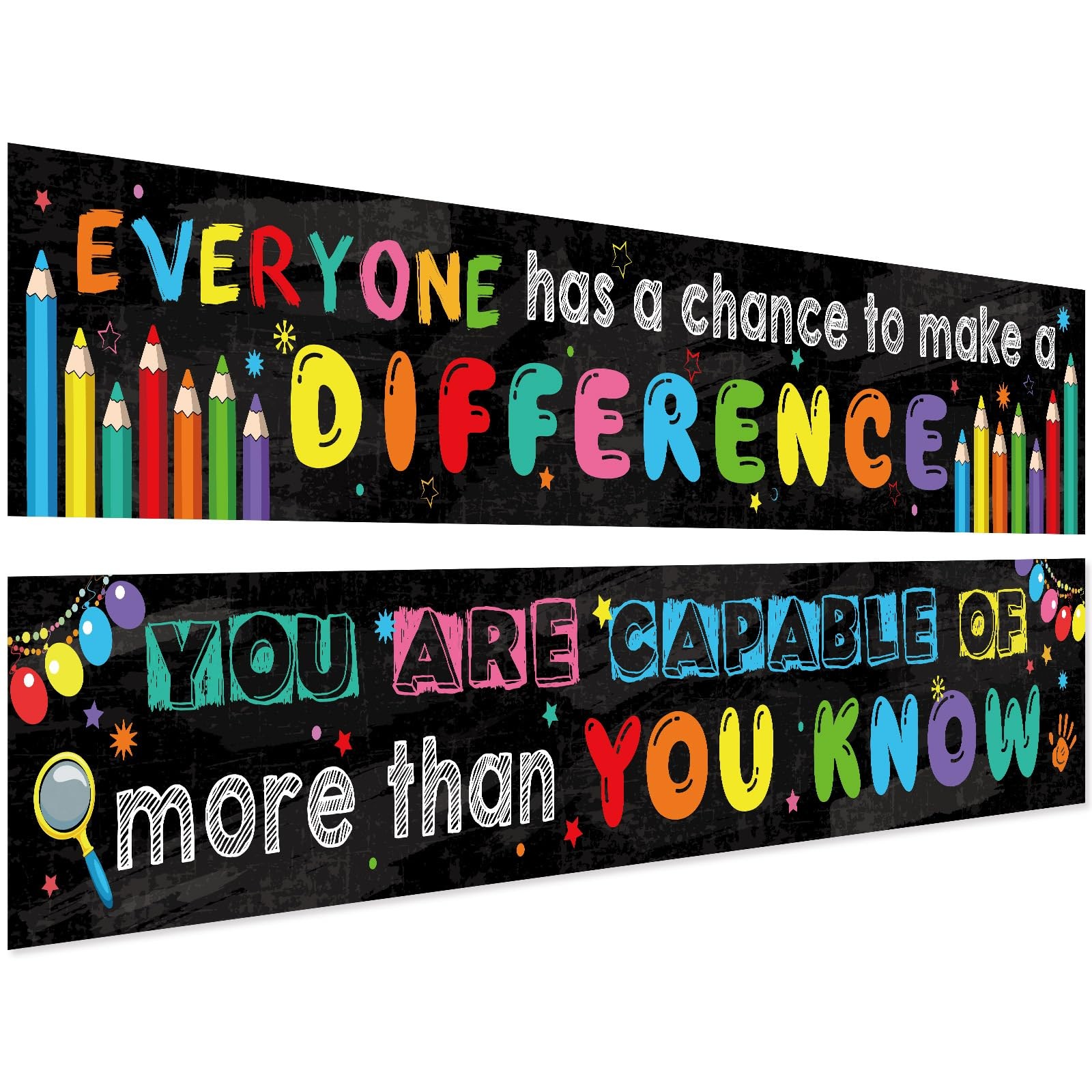 2 Pack Motivational Classroom Banner Growth Mindset Poster School Decor