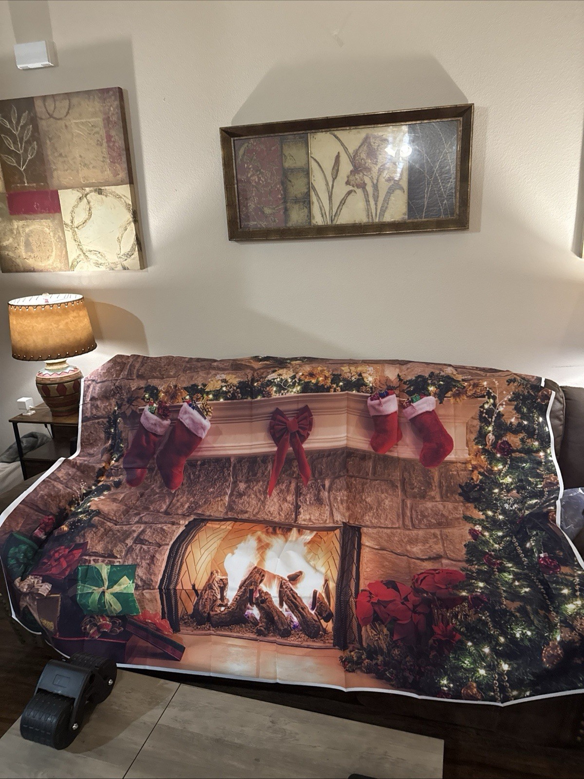 Fabric Backdrop Christmas Fireplace Hearth Lightweight Unbranded 5′ x 7′