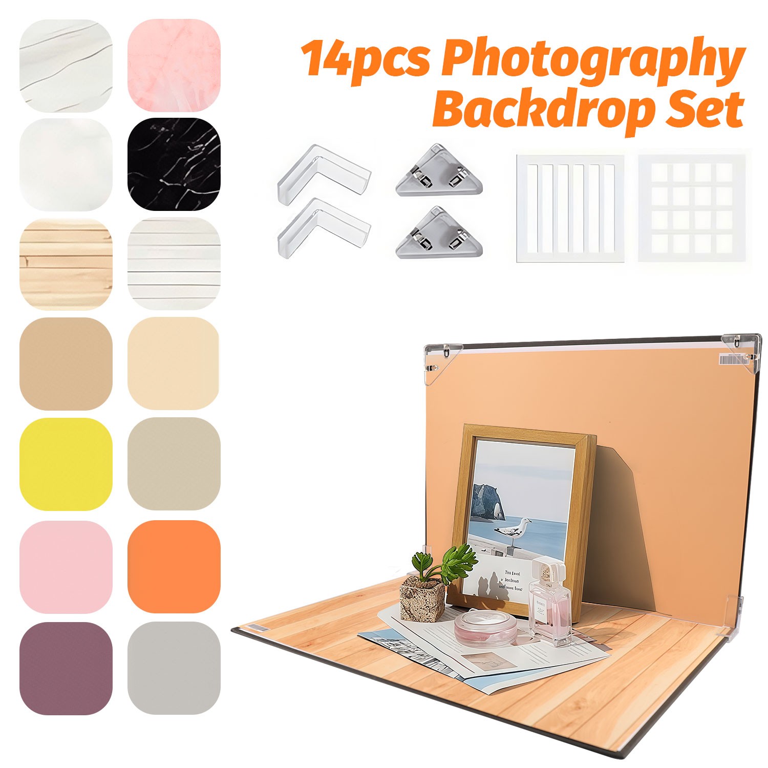 7Pcs Background Paper Photo Prop Backdrop Board Table Top Photography 14 Colors