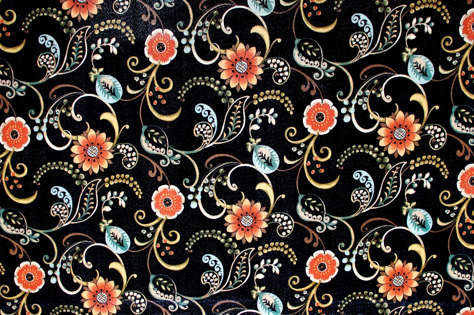 BEAUTIFUL FLORAL ORANGE/BLACK/GOLD PHOTOGRAPHY BACKDROP WATER RESISTANT 5 X 9 FT