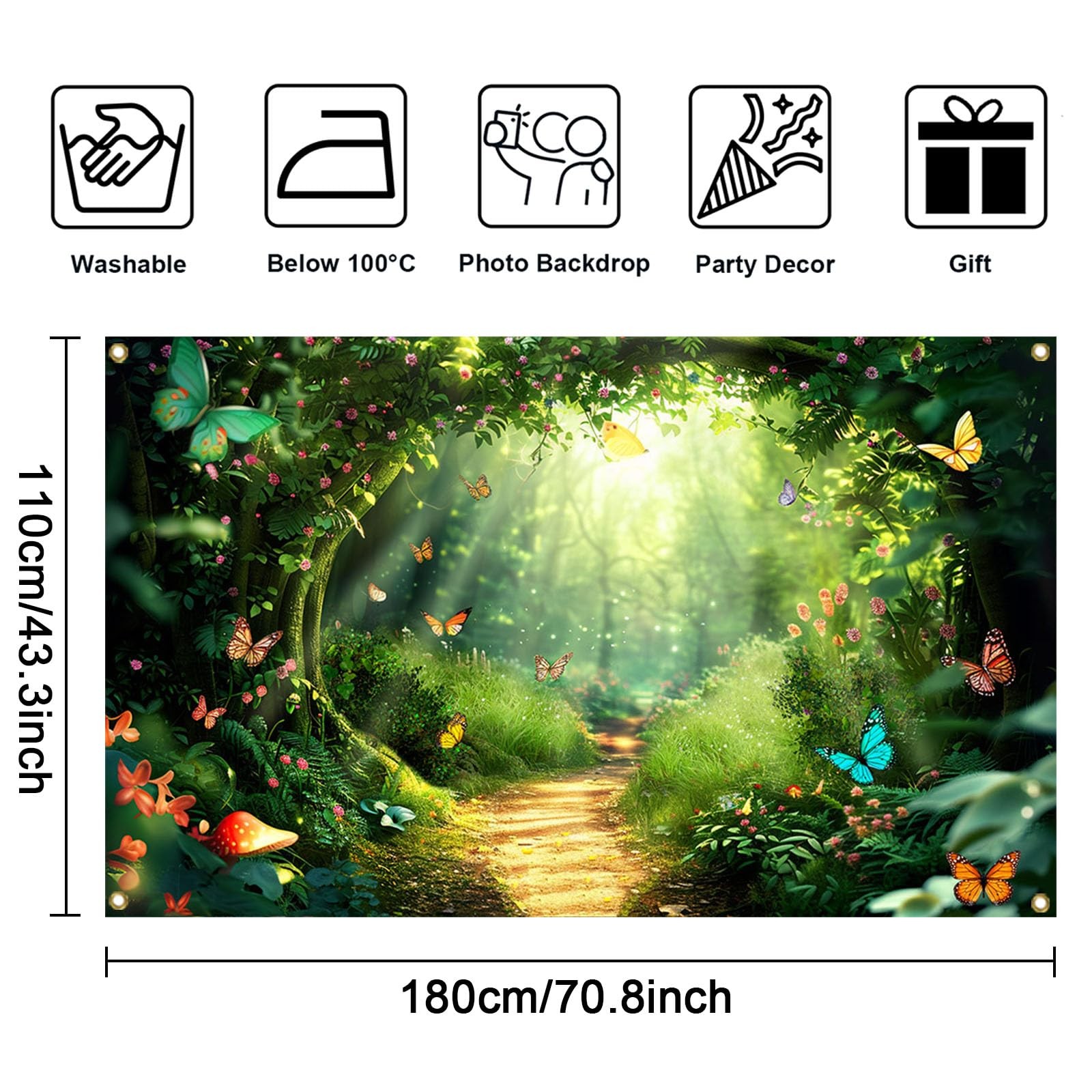 Mocsicka Enchanted Forest Backdrop Fairy Magic 70.8×43.3 inch, Green