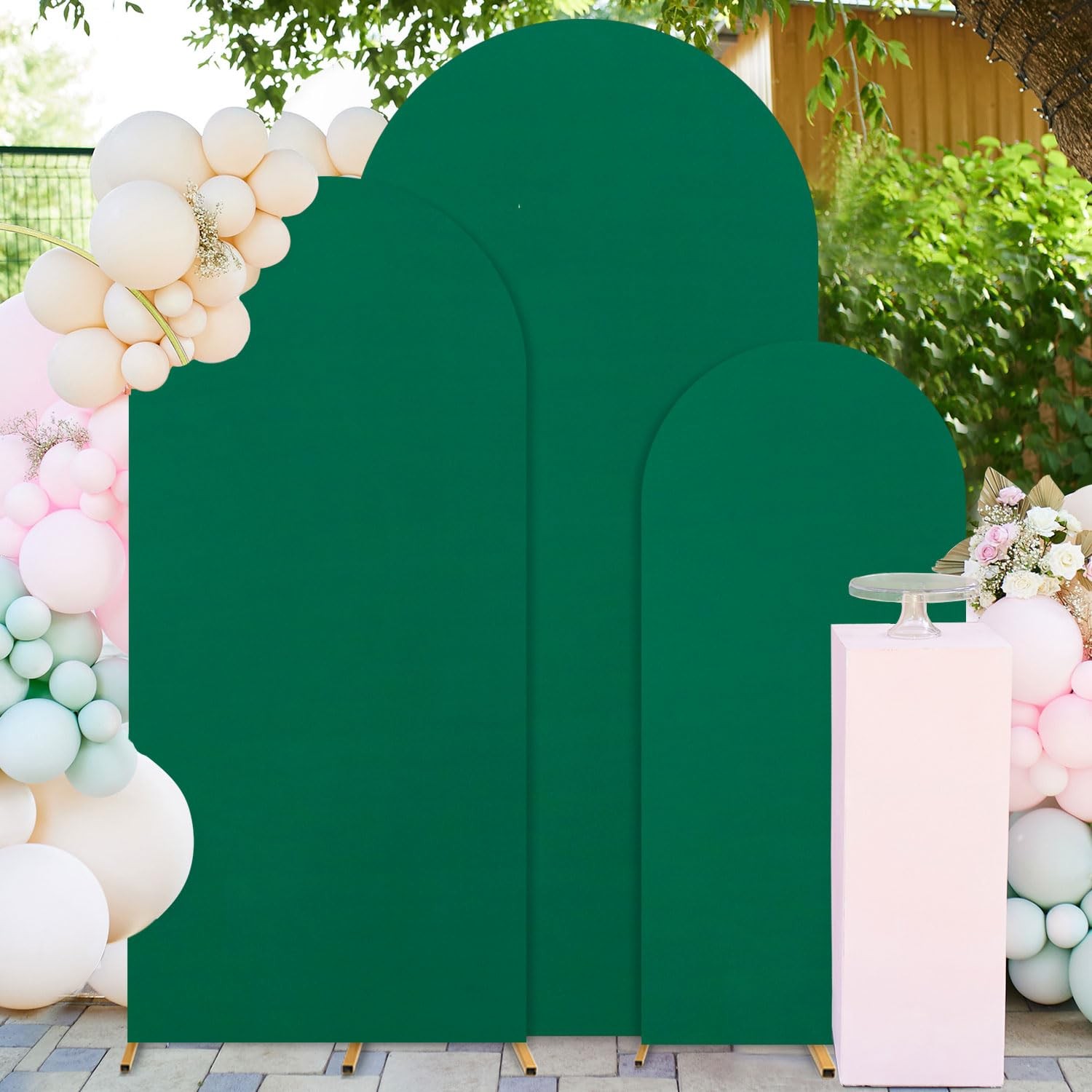 FUHSY Set of 3 Wedding Arch Cover Green Arch Backdrop Covers 7.2FT 6.6FT 6FT …