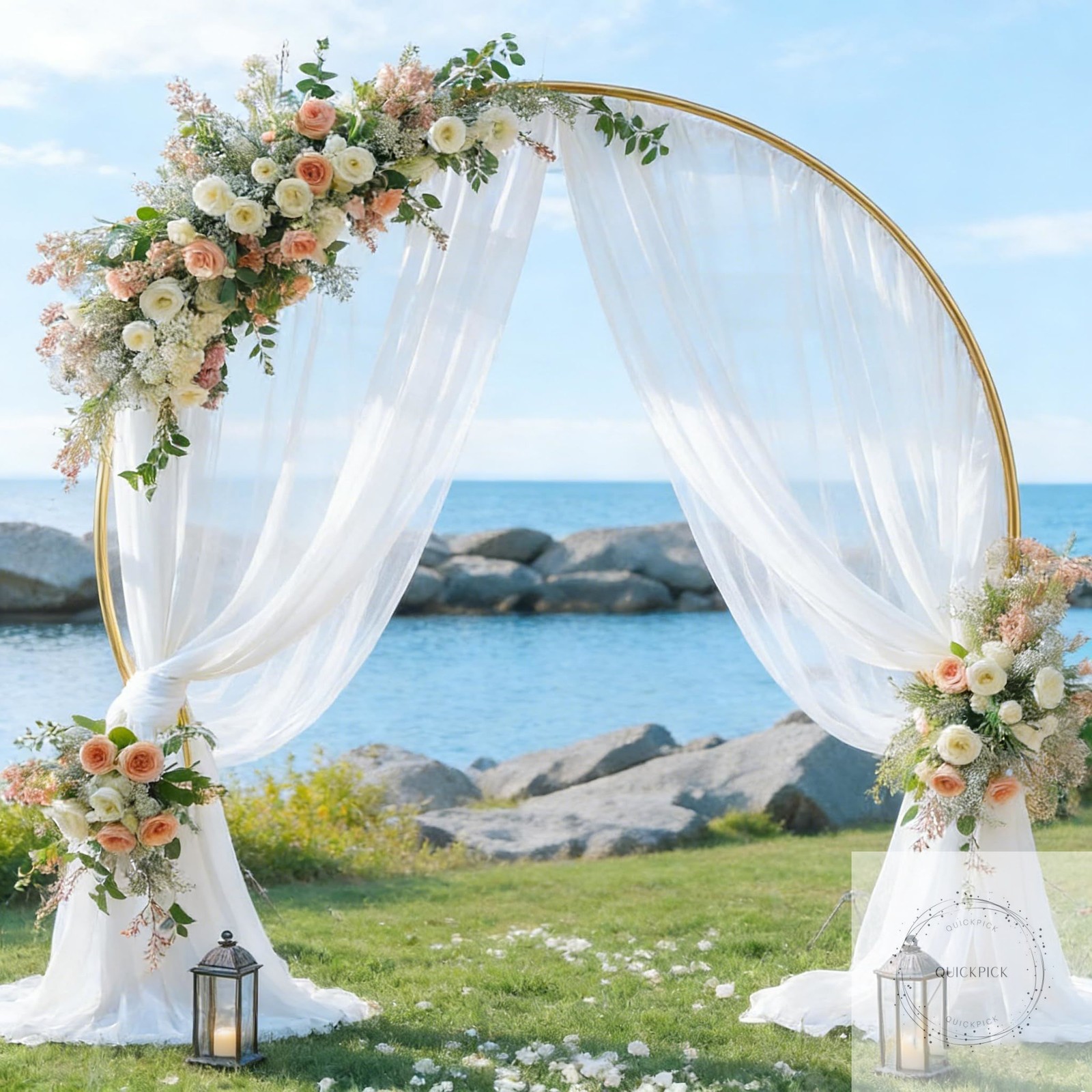White Wedding Arch Draping Fabric, 2 Packs 29″ x 20FT Sheer Fabric Arch Drapery