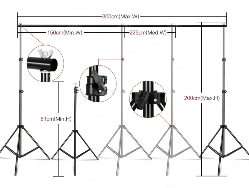 Background Stand Kit Support Frame System Backdrops Adjustable Stand for Photog