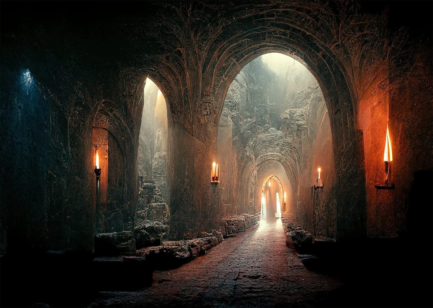 7X5Ft Fabric Dark Medieval Castle Dungeon Backdrop for Photography