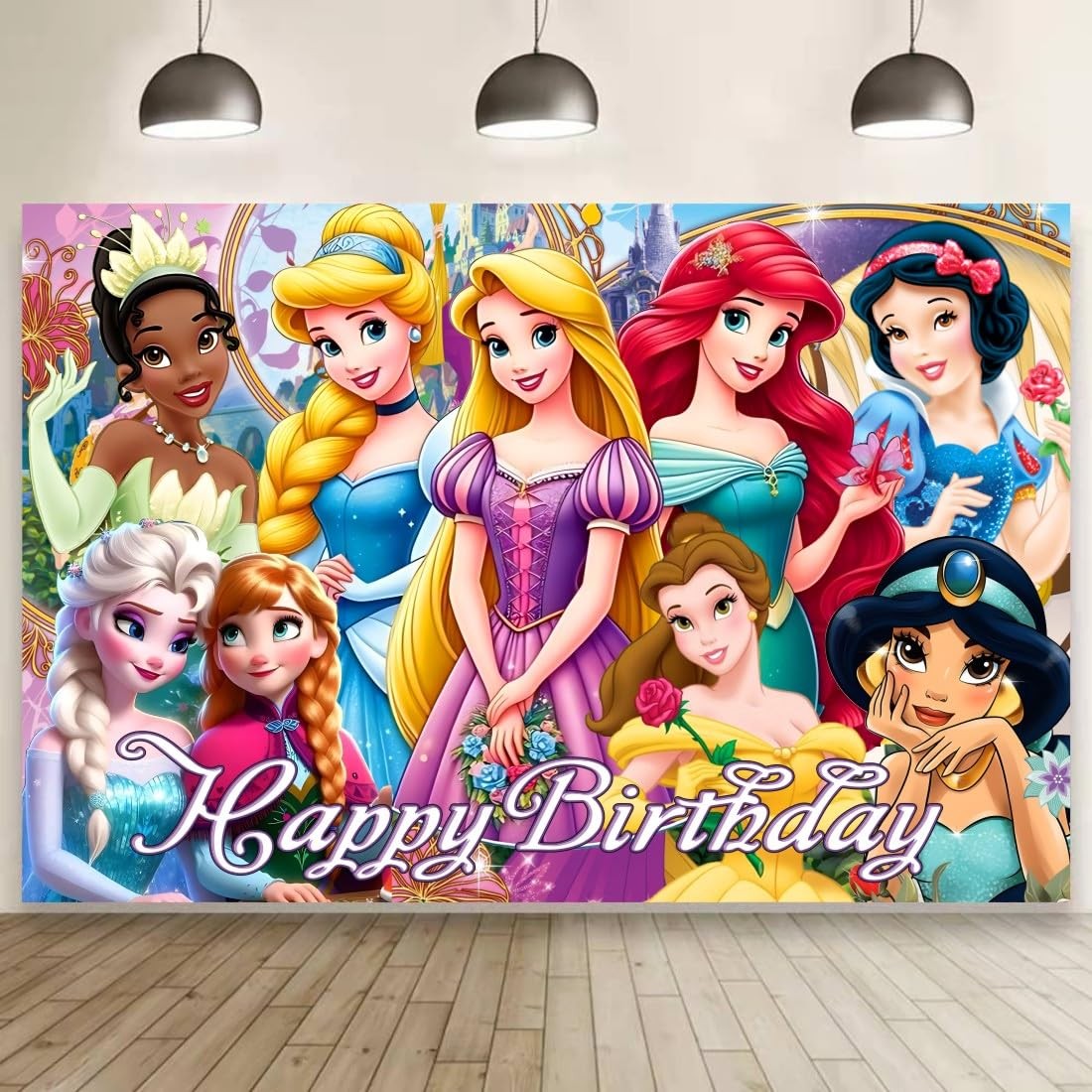Princess Wall Decor Backdrop for Princess Themed Birthday Decorations, Green …