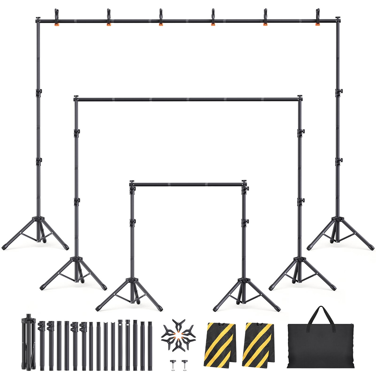 Backdrop Stand Kit – 6 Widths, 10×7.5ft Adjustable Background Stand for Parti…