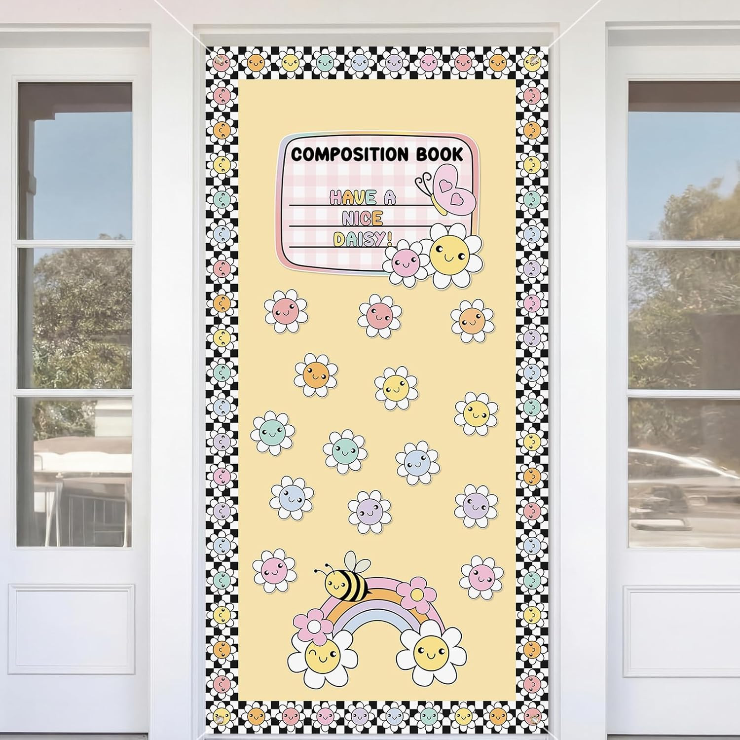 Pastel Petals Banner Door Decor Colorful Flowers Back to School Party Supplies P