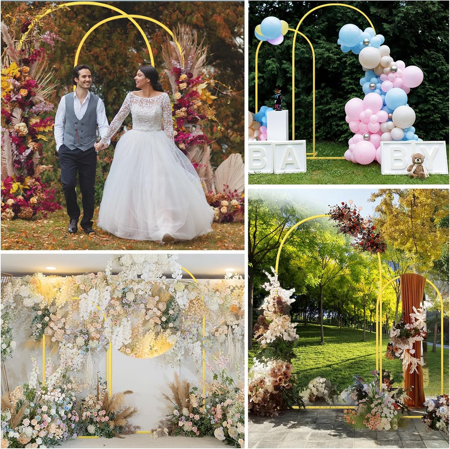 Set of 2 Metal Arch Backdrop Stand Decor for Wedding Birthday Party 6FT/7.2FT